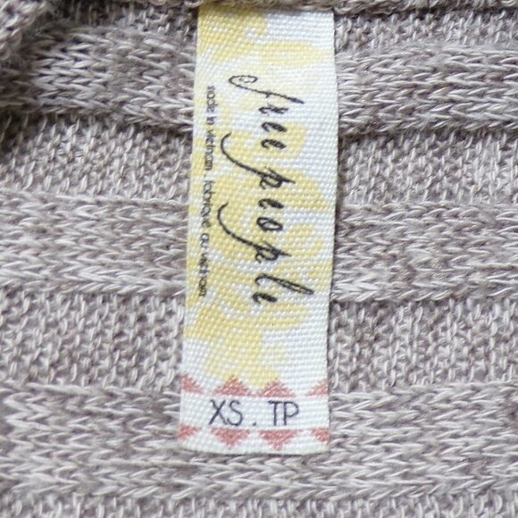 Free People Mock Neck Long Sleeve Ribbed Sweater Taupe XS #869 - Picture 7 of 9